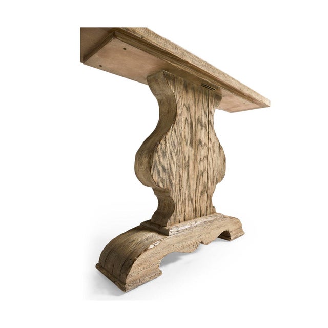Rustic Pedestal Console Table For Sale - Image 4 of 9