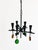 Metal Wrought Iron 4-Arm Candle Chandelier with Green and Amber Glass Pendants by Gunnar Ander for Ystad-Metall, Sweden, 1960s For Sale - Image 7 of 10