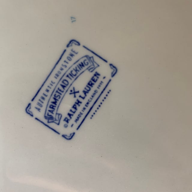 1990s Farmstead Ticking Blue by Ralph Lauren China Cobalt Blue Stripes - 17 Pieces For Sale In Chicago - Image 6 of 6