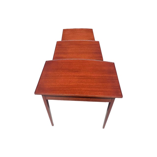 Vintage Mid Century Modern Restored Nesting Solid Mahogany Stacking Display Tables 1960s For Sale - Image 11 of 12