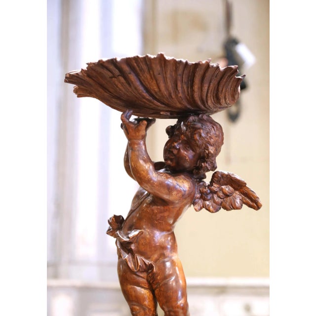 Italian Mid-19th Century Italian Carved Walnut Cherub Compote or Tazza For Sale - Image 3 of 11