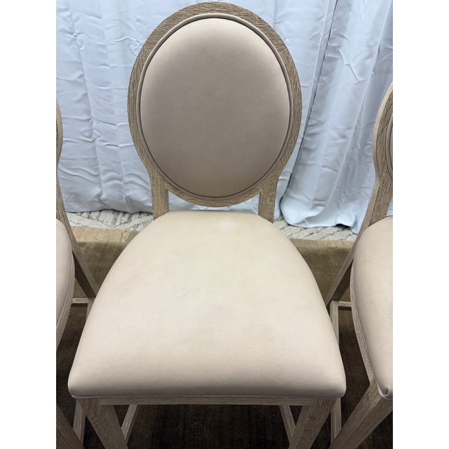 Set of Five Rh French Contemporary Round Leather Counter Stools For Sale - Image 15 of 18