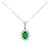 Late 20th Century 14K White Gold Oval Emerald Diamond Drop Pendant Necklace Estate For Sale