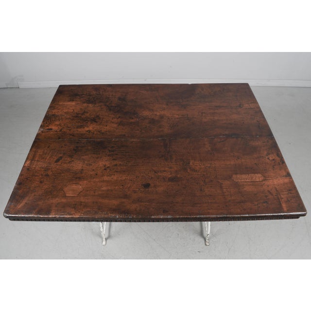 French Country Walnut Table With Iron Base For Sale - Image 9 of 9