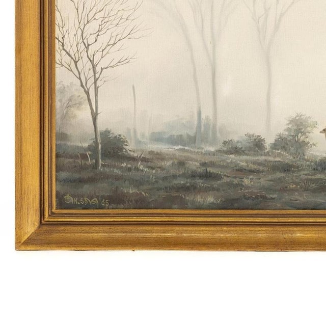 Albano Neves E Sousa, African Landscape with Animals, 1965, Oil on Canvas For Sale - Image 3 of 6