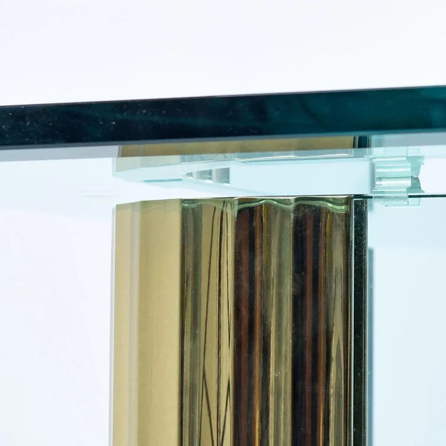 Metal Modern Pace Collection Glass and Scalloped Brass Navette Oval Coffee Table For Sale - Image 7 of 12