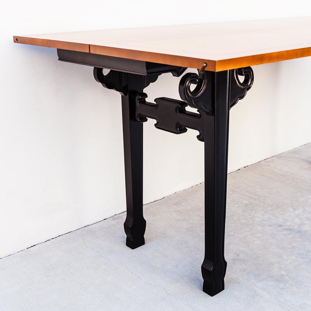 Michael Taylor for Baker Far East Expandable Lacquered Console Table For Sale In Los Angeles - Image 6 of 15
