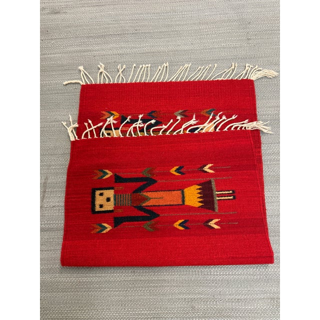 Red 1ft 11in × 3ft 8in Southwestern Navajo Yei Russet Ancestor Area Rug For Sale - Image 8 of 11