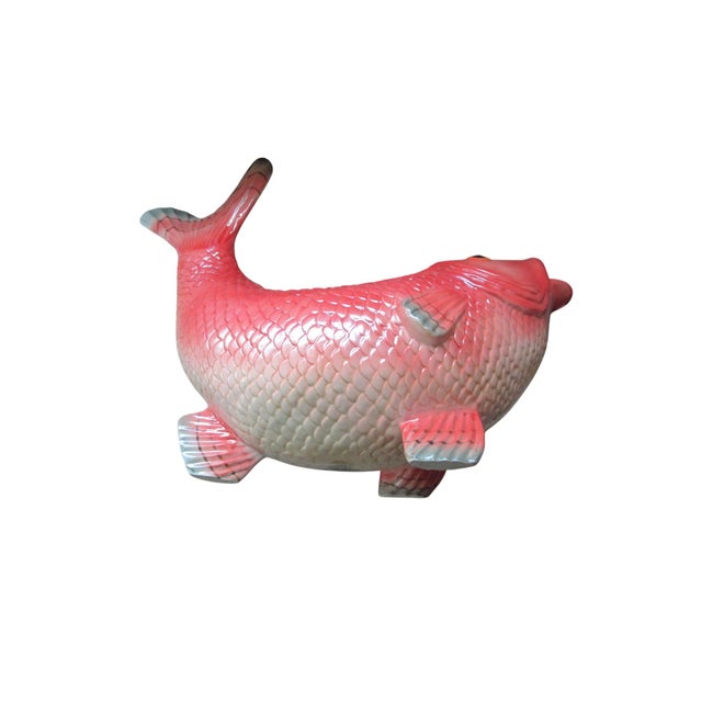 Vintage Fitz and Floyd Salmon Koi Fish Market Tureen With Lid and Seashell Ladle Euc For Sale - Image 14 of 18
