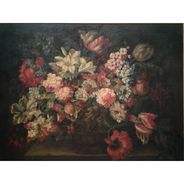 Art Nouveau Early 20th Century Italian Baroque Style Still Life With Flowers Oil Painting Signed Emma Focacci For Sale - Image 3 of 4