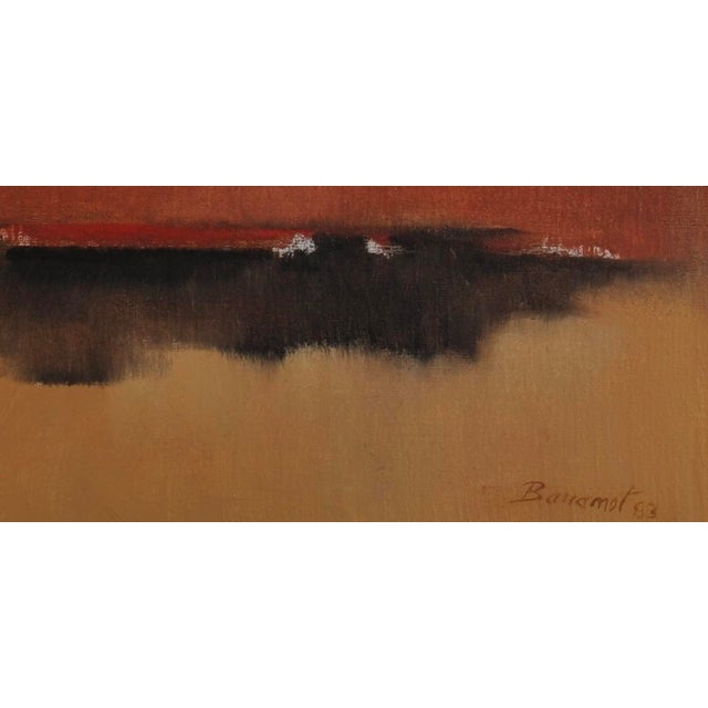 This fabulous, large abstract landscape,"Red Sky Desert Night". is an original oil on Belgian linen, hand-stretched and...
