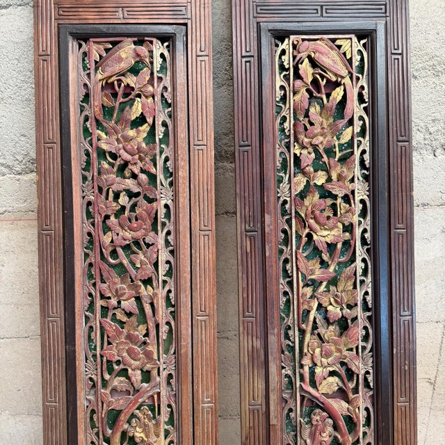 1900 - 1909 Antique Chinese Carved Wood Panels Possibly From the Qing Dynasty For Sale - Image 5 of 17