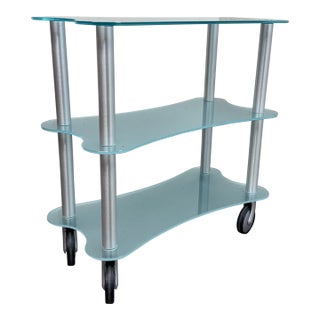 Gallotti & Radice Late 20th Century Glass Shelving Cart For Sale