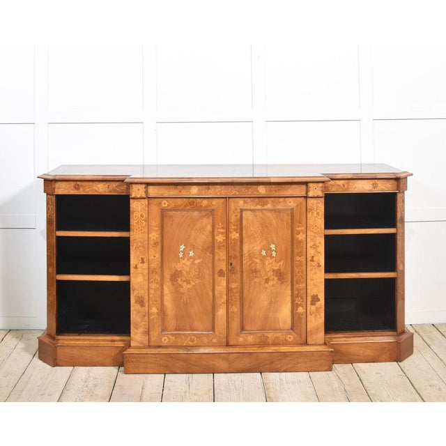 Walnut Inlaid Breakfront Bookcase For Sale - Image 10 of 18
