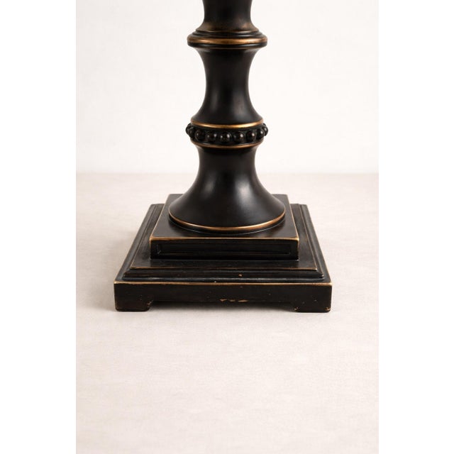 1970s 1970s Pair of Traditional Pierced Metal Table Lamps With Original Linen Shades For Sale - Image 5 of 6