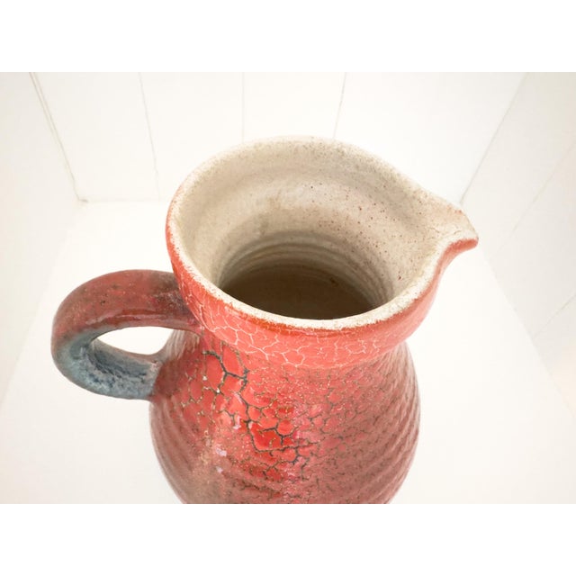 Vintage French Accolay Ceramic Pitcher in Red Crackle Glaze, 1960s For Sale - Image 9 of 18