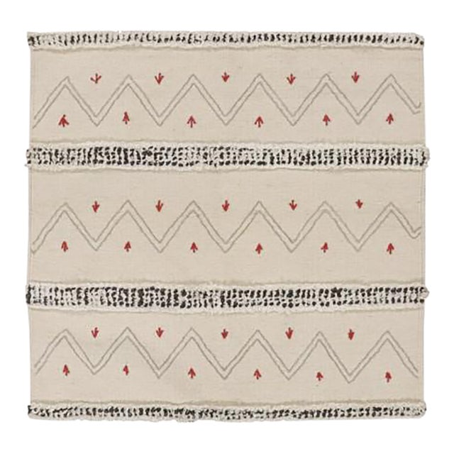 2010s Rug & Kilim’s Tribal-Style Kilim in Off White, Gray and Red Geometric Patterns For Sale