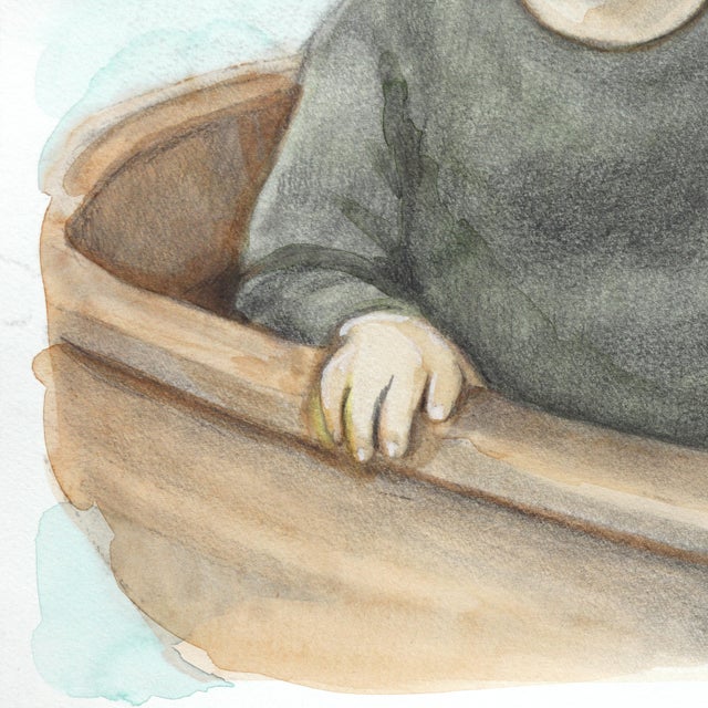 Figurative Life Wasn't a Novel - Original Child and Polar Bear Surrealist Watercolor and Graphite Painting For Sale - Image 3 of 6