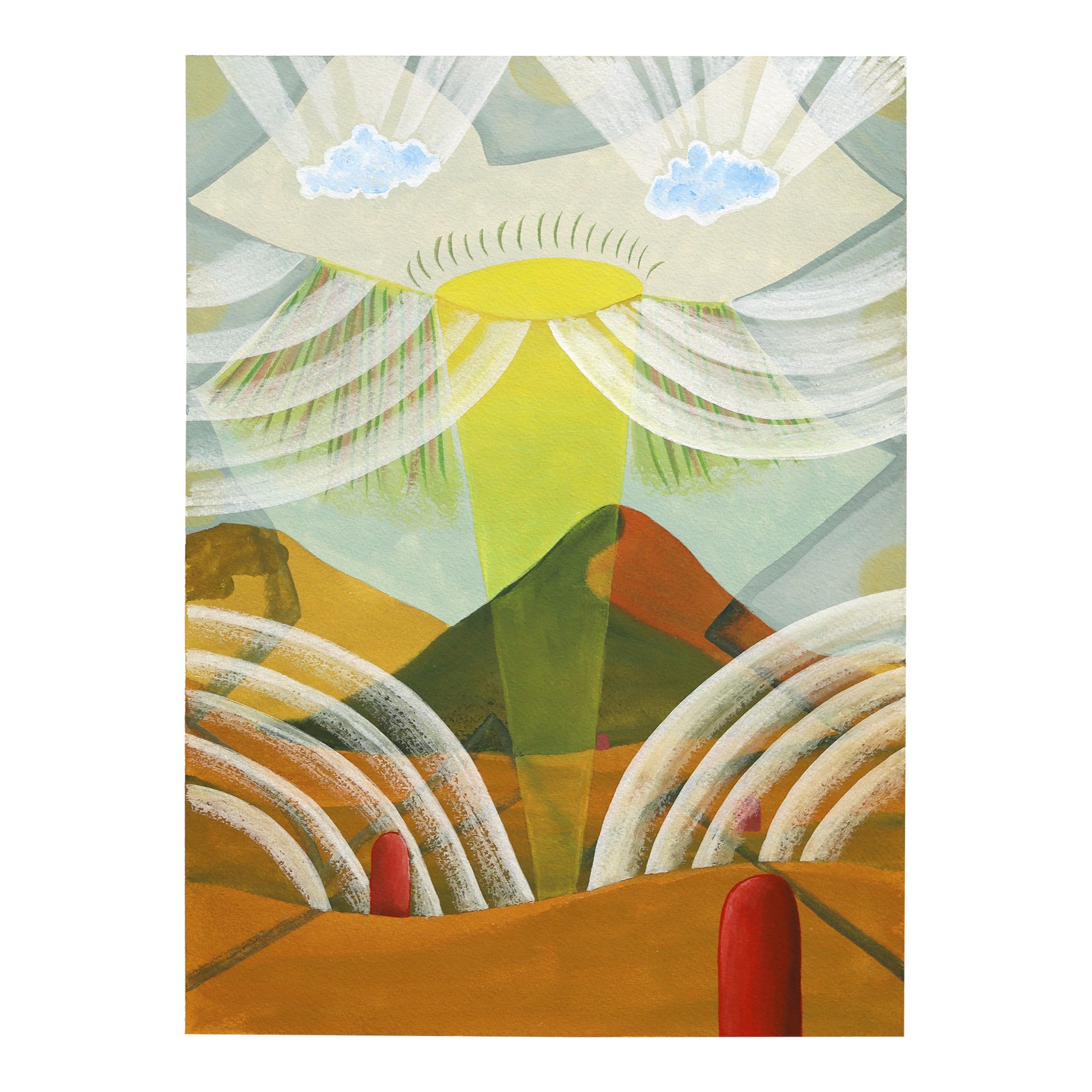 Untitled (Ppr493) - Original Surrealist Landscape Abstract Mixed Media ...