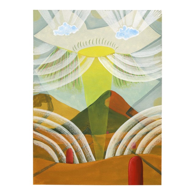 Untitled (Ppr493) - Original Surrealist Landscape Abstract Mixed Media Original Artwork by Max Manning For Sale