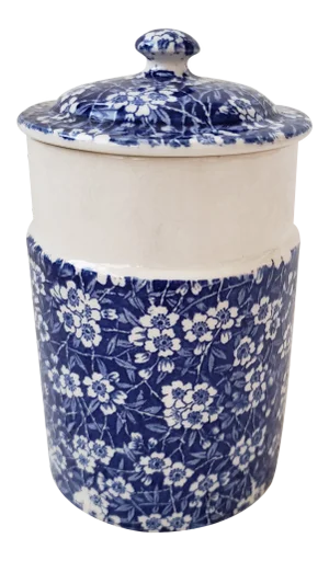 Arthur Wood for Royal Crownford Ironstone Blue & White English Chintz Floral Canister