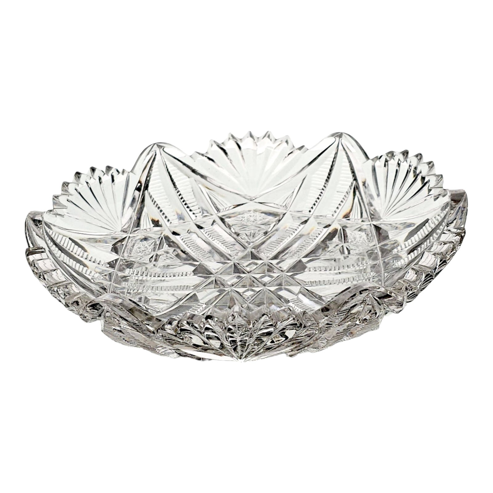 Exquisite Abp American Brilliant Period Compote – 8” Fans & Trellis Cut ...
