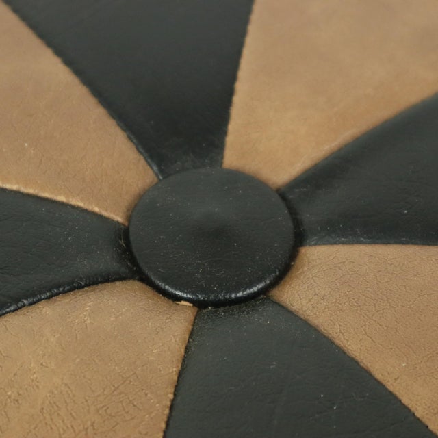 Vintage Brown 2-Tone Skai Ottoman, 1960s For Sale - Image 9 of 12