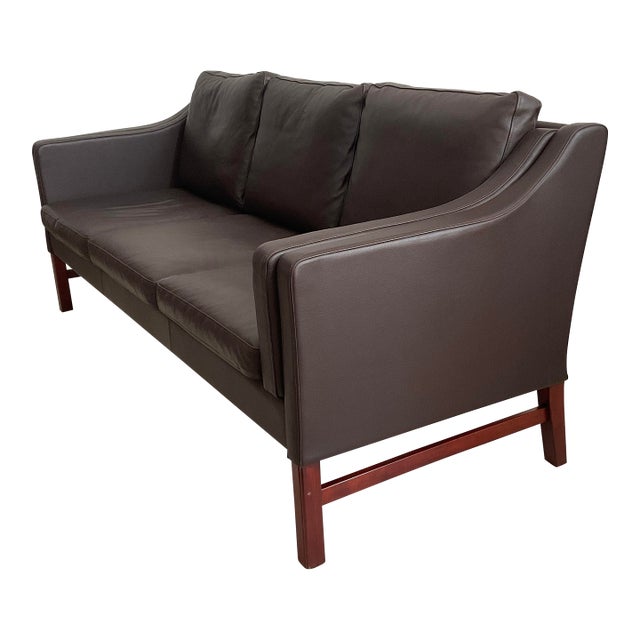 1970s Skipper Mobler Attributed Danish Sofa in Chic Chocolate Leather For Sale
