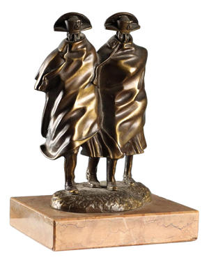 Figure of Carabinieri Couple in the Storm in Bronze