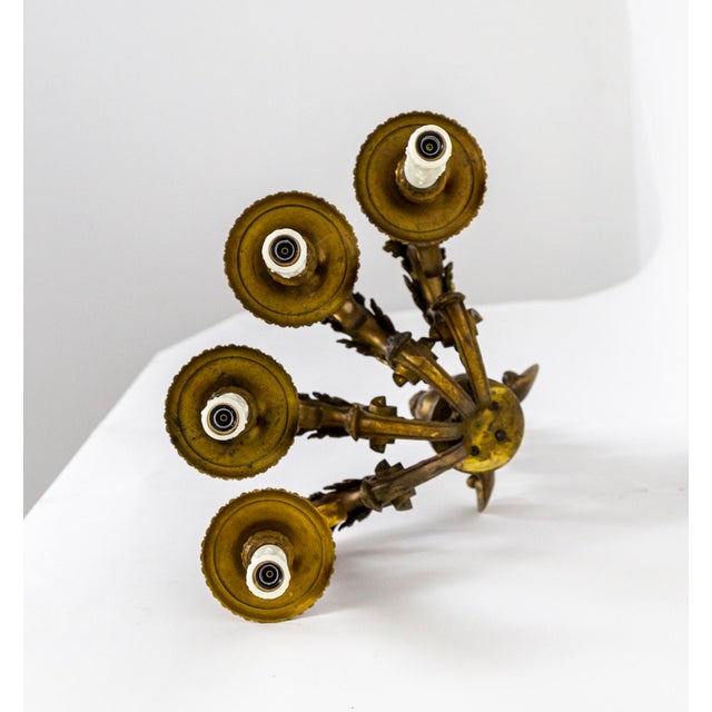 Bronze Large Early 19th Century Empire Bronze 4-Light Melusina Sconces -Pair For Sale - Image 8 of 12
