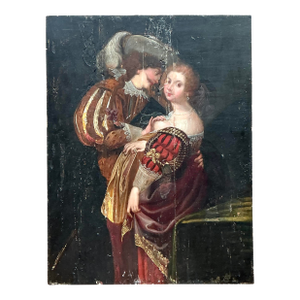 Vintage Boho 19th Century Figural on Board