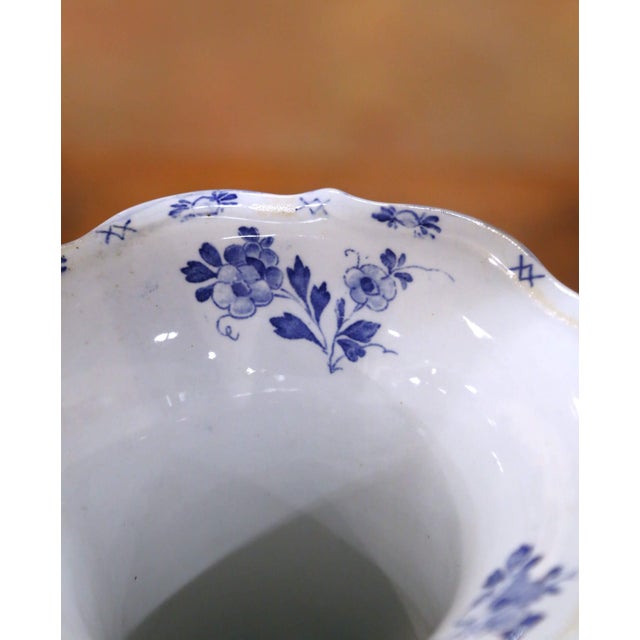 Early 20th Century Pair of Early 20th Century Dutch Delft Faience Vases With Sailboats & Windmills For Sale - Image 5 of 11