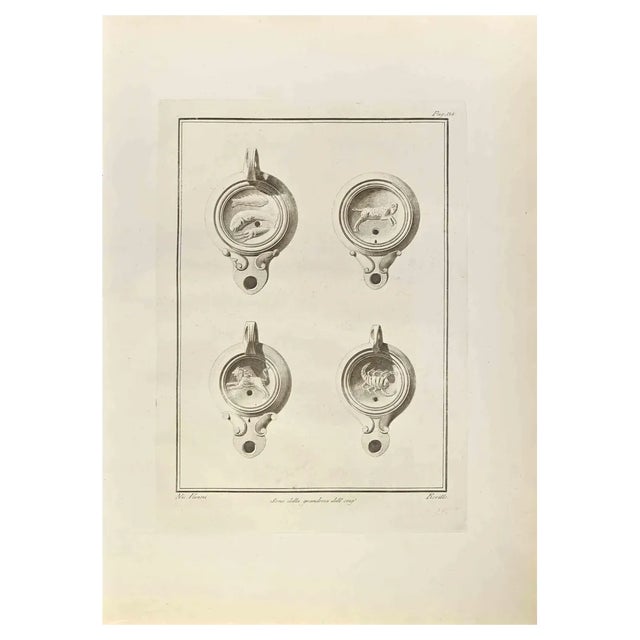 Nicola Fiorillo, Zodiac Signs On Lamps, Etching, 18th Century For Sale
