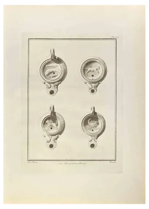 Nicola Fiorillo, Zodiac Signs On Lamps, Etching, 18th Century