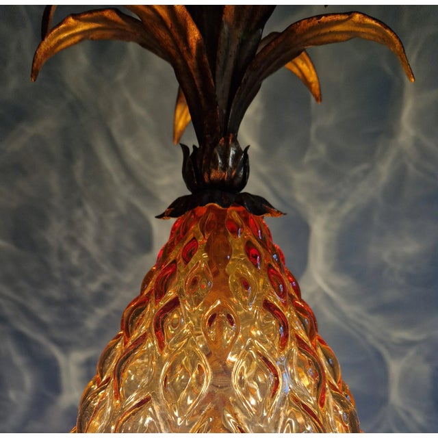 Pineapple Pendant Light in Gold Metal and Amber Glass, Italy, 1960 For Sale - Image 11 of 17