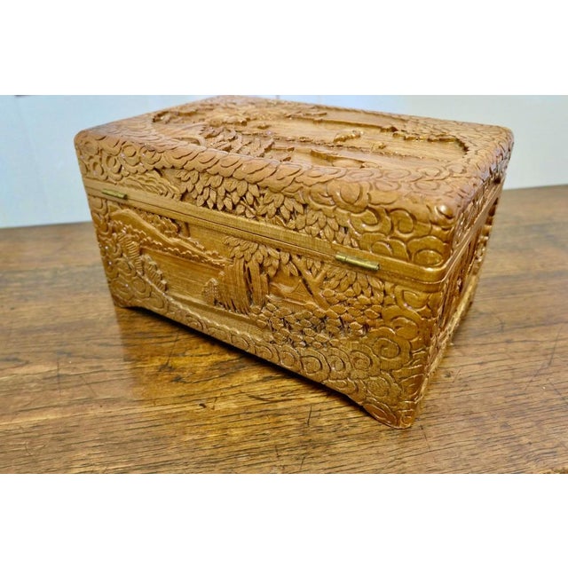 1950s Oriental Carved Camphor Wood Chest, 1950s For Sale - Image 5 of 7