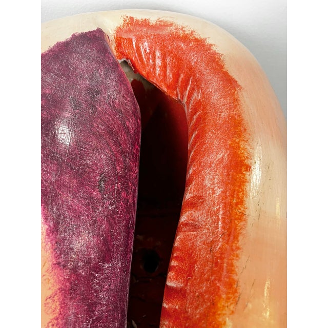 Large Vintage Mexican Hand Painted Ceramic Shell For Sale - Image 9 of 12