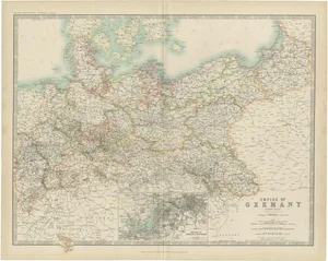 Antique Map of the German Empire by Johnston, 1909