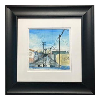 Duke Windsor, "Tagged", Impressionist Cityscape, Watercolor Painting, Framed For Sale