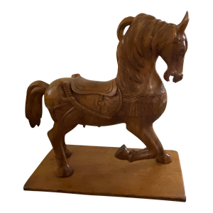 Early 20th Century Chinese Wooden War Horse Sculpture