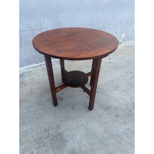 Arts & Crafts L& Jg Stickley Round Mission Oak Center Table For Sale - Image 3 of 12