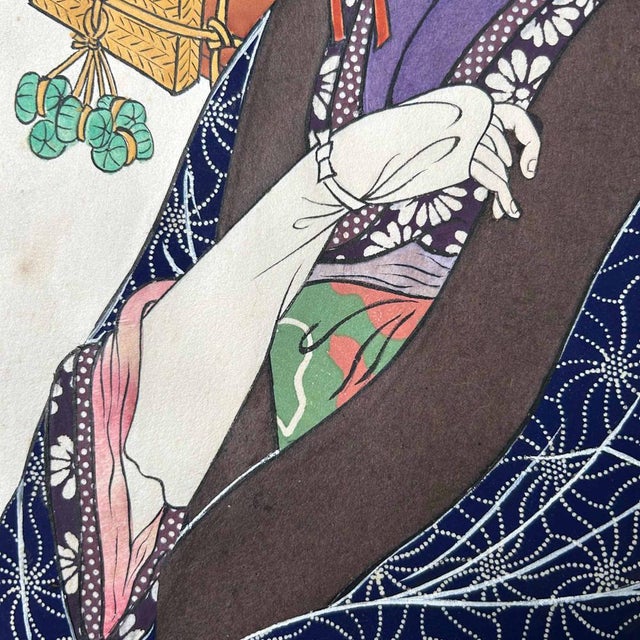 Katsushika Orita, Geisha with Maiko, 1940s, Gouache For Sale - Image 4 of 11