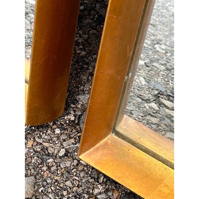 Pair of Mid-Century Modern Hollywood Regency Cathedral Style Gilt Wood Mirrors For Sale - Image 4 of 4