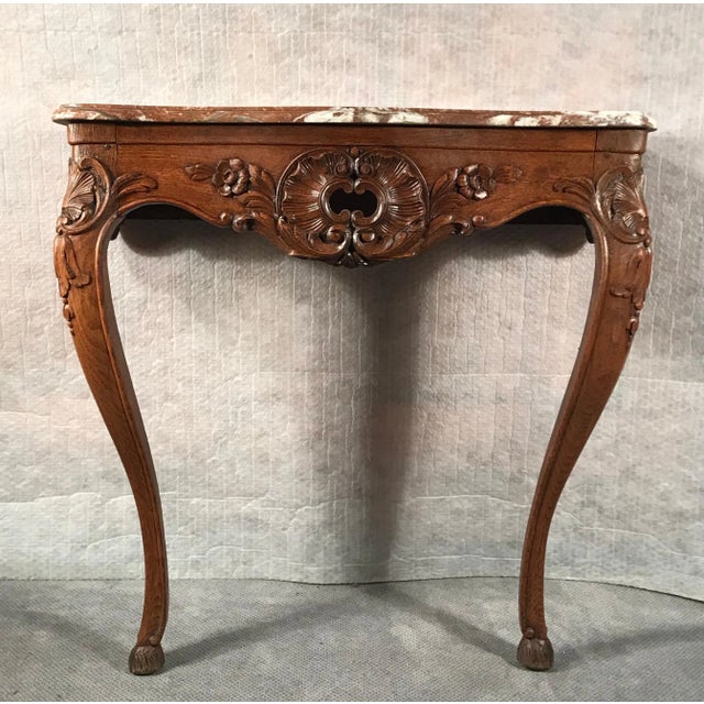 Baroque 1750 German Baroque Oak with Marble Top Console Table For Sale - Image 3 of 5
