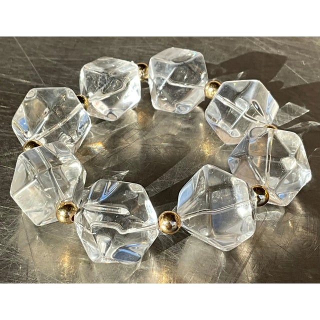 Vintage Boho Faceted Crystal Lucite Beaded Stretch Bracelet For Sale In West Palm - Image 6 of 11