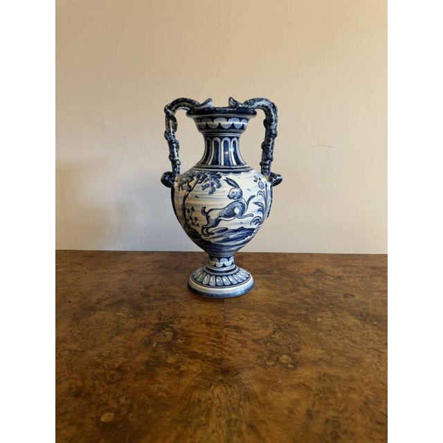 1900 - 1909 Talavere Blue and White Vase, 1900s For Sale - Image 5 of 11
