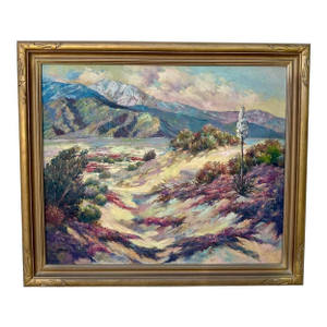 Early 20th Century Frances Upson Young Oil Painting the Edge of the Desert, Framed