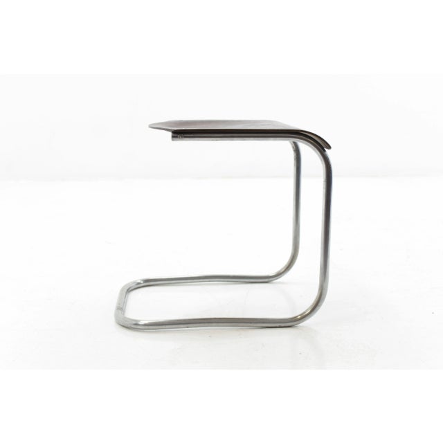 Brown Vintage Bauhaus Chromed Stool by Mart Stam for Mücke Melder For Sale - Image 8 of 8