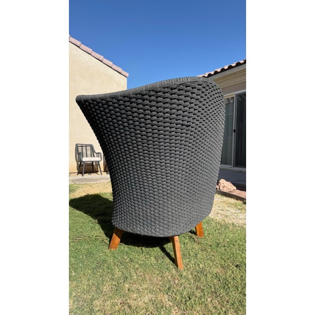 The Cane-Line Peacock Wing Highback Chair With Teak Legs (Model 5460), Designed by the Danish Duo Foersom & Hiort-Lorenzen, 2 Pieces For Sale - Image 4 of 12