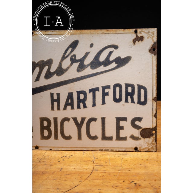 Industrial Early 20th Century “Columbia” Bicycles SSP Storefront Sign For Sale - Image 3 of 12